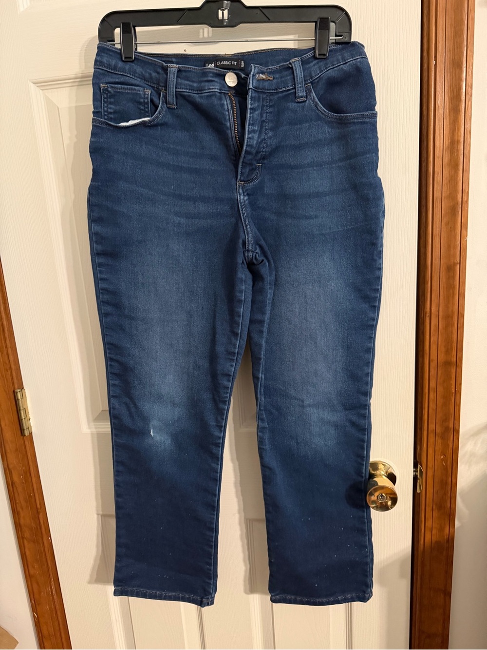 Lee Womens Straight Leg Jeans in Dark Blue Wash